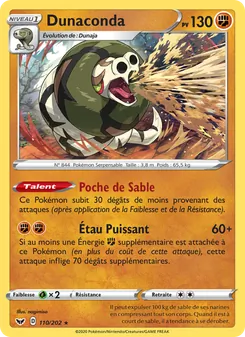 Carte Pokémon Dunaconda 110 — Épée et Bouclier