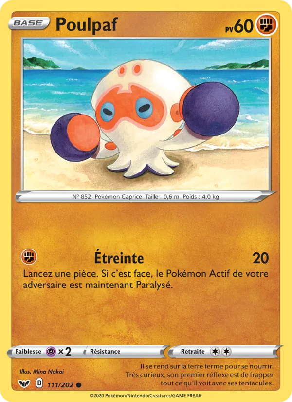 Carte Pokémon Poulpaf 111/202 de l'extension Épée et Bouclier