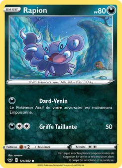 Carte Pokémon Rapion 121 — Épée et Bouclier