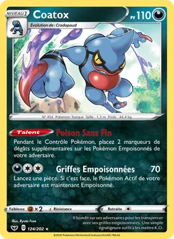 Carte Pokémon Coatox 124 — Épée et Bouclier