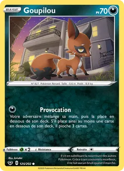 Carte Pokémon Goupilou 125 — Épée et Bouclier