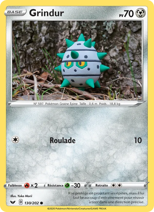 Carte Pokémon Grindur 130/202 de l'extension Épée et Bouclier