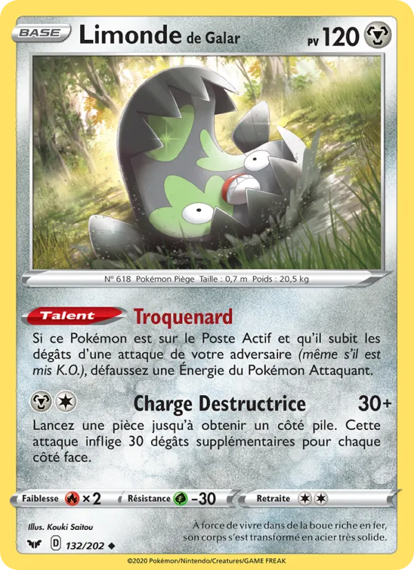 Carte Pokémon Limonde de Galar 132/202 de l'extension Épée et Bouclier