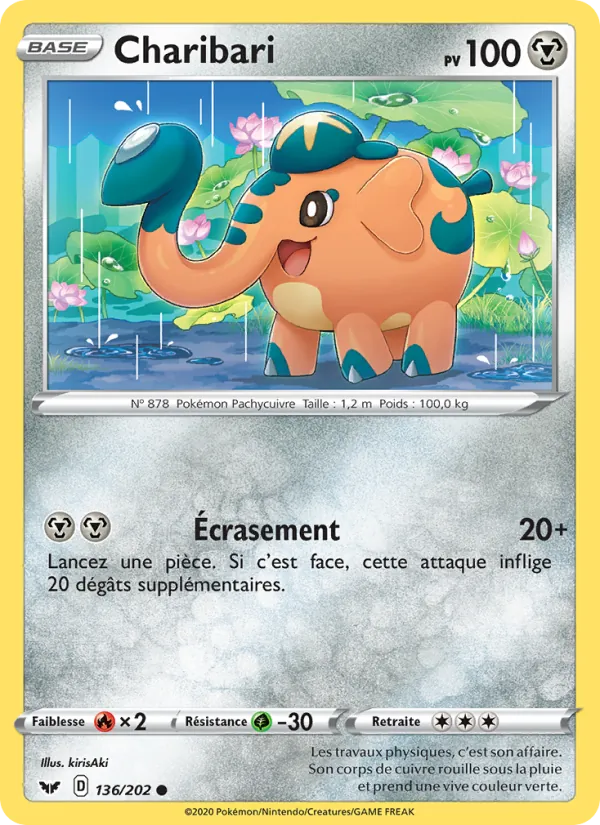 Carte Pokémon Charibari 136/202 de l'extension Épée et Bouclier
