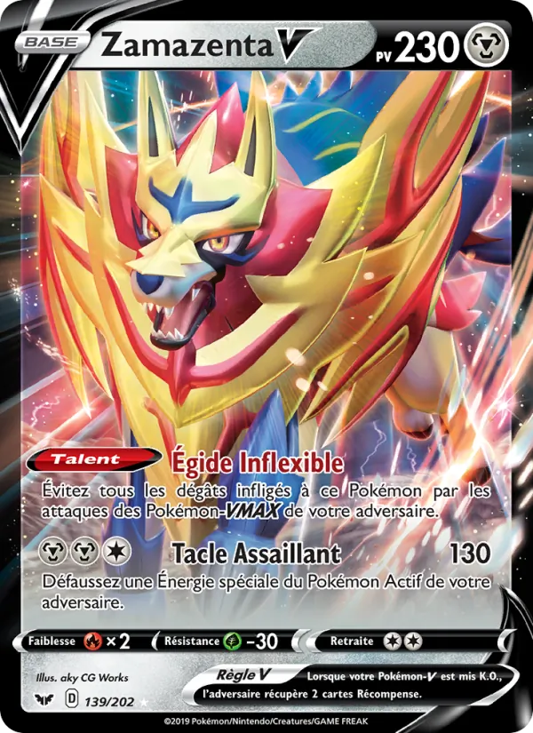 Carte Pokémon Zamazenta V 139/202 de l'extension Épée et Bouclier