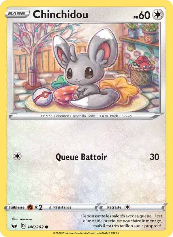 Carte Pokémon Chinchidou 146/202 de l'extension Épée et Bouclier