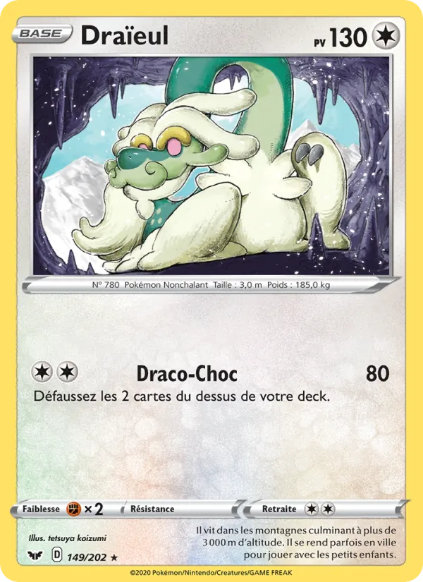 Carte Pokémon Draïeul 149/202 de l'extension Épée et Bouclier