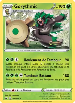 Carte Pokémon Gorythmic 15 — Épée et Bouclier