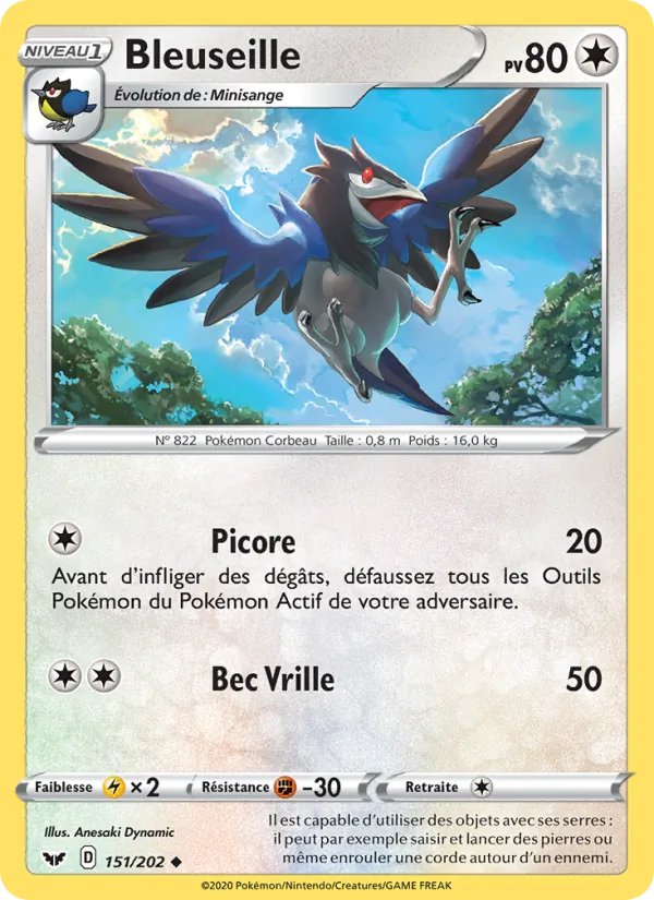 Carte Pokémon Bleuseille 151/202 de l'extension Épée et Bouclier