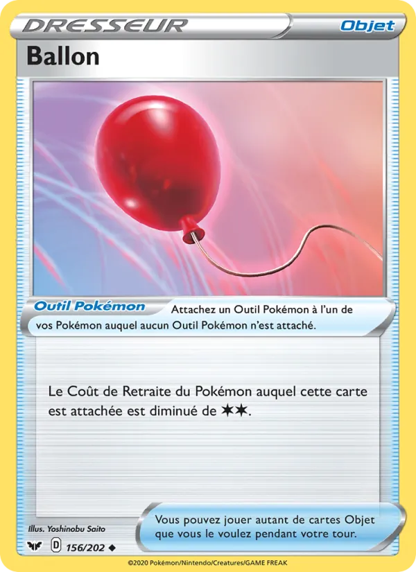 Carte Pokémon Ballon 156/202 de l'extension Épée et Bouclier