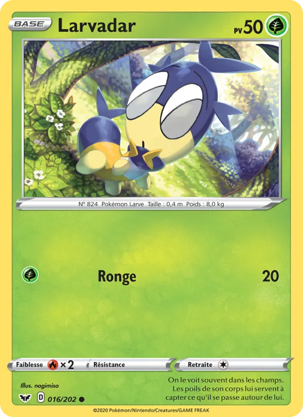Carte Pokémon Larvadar 16/202 de l'extension Épée et Bouclier