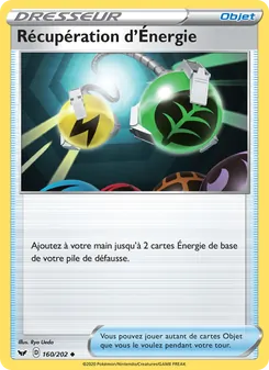 Carte Pokémon Récupération d'Énergie 160 — Épée et Bouclier