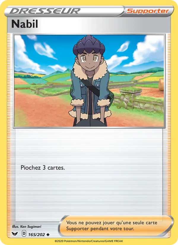 Carte Pokémon Nabil 165/202 de l'extension Épée et Bouclier