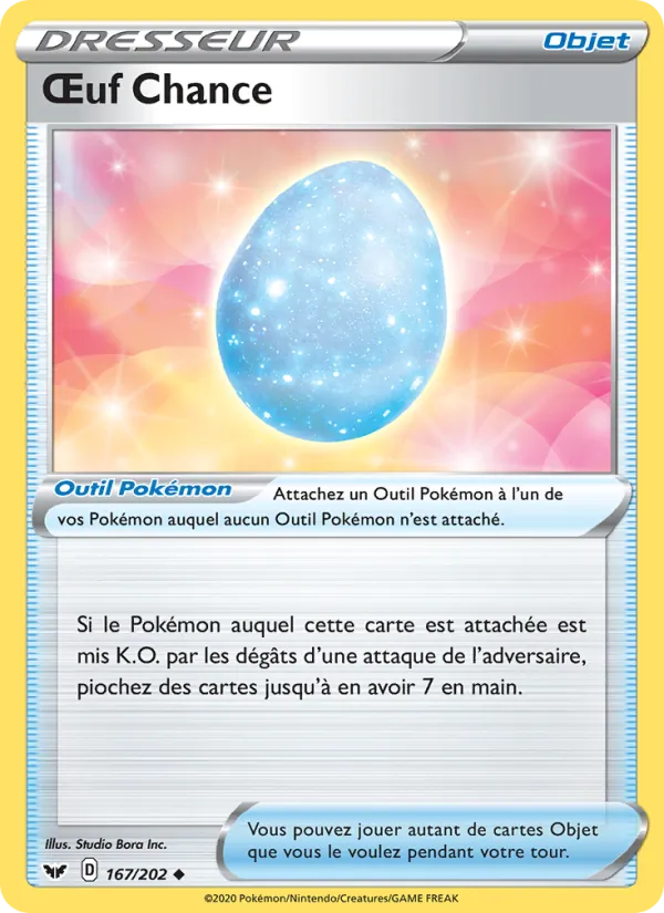 Carte Pokémon Œuf Chance 167/202 de l'extension Épée et Bouclier