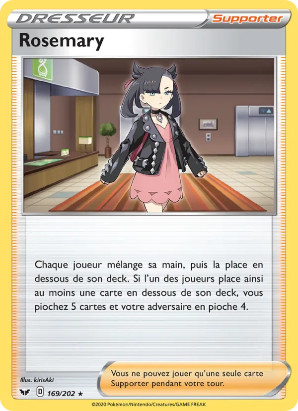Carte Pokémon Rosemary 169/202 de l'extension Épée et Bouclier