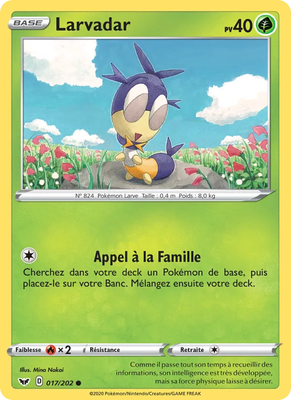 Carte Pokémon Larvadar 17/202 de l'extension Épée et Bouclier