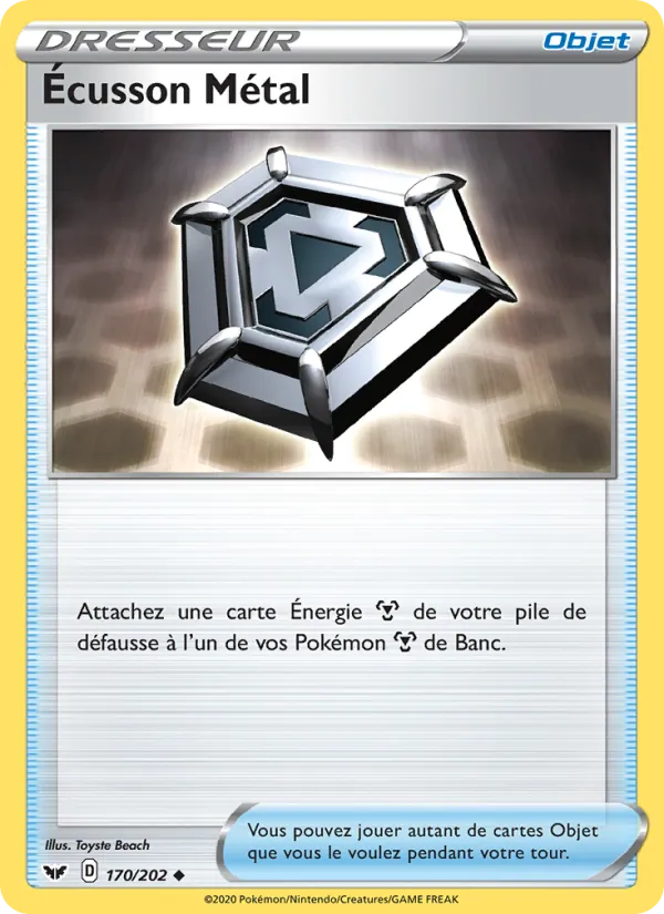 Carte Pokémon Écusson Métal 170/202 de l'extension Épée et Bouclier