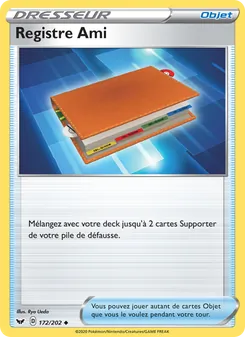 Carte Pokémon Registre Ami 172 — Épée et Bouclier