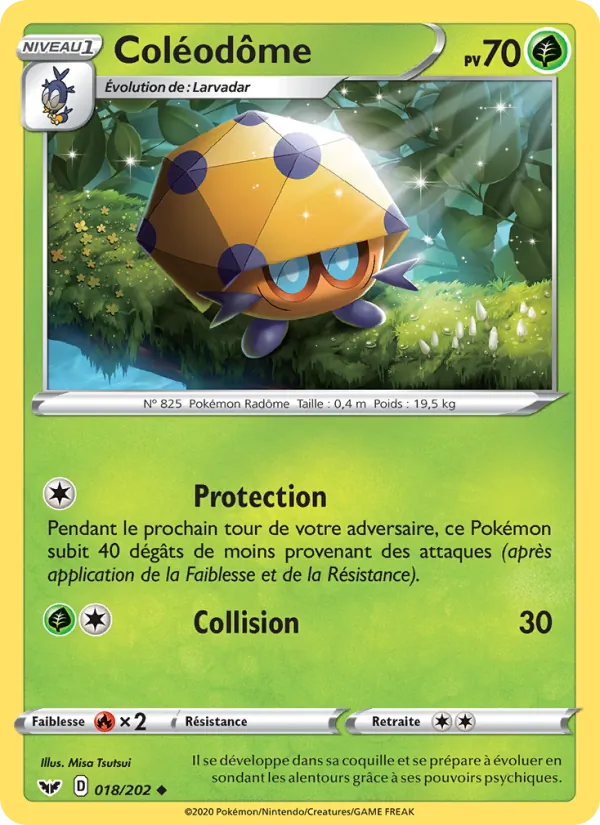 Carte Pokémon Coléodôme 18/202 de l'extension Épée et Bouclier