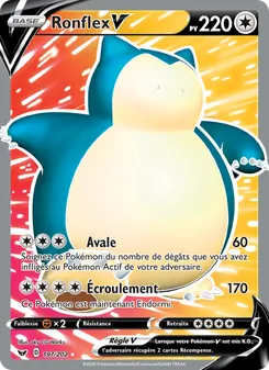 Carte Pokémon Ronflex V 197 — Épée et Bouclier