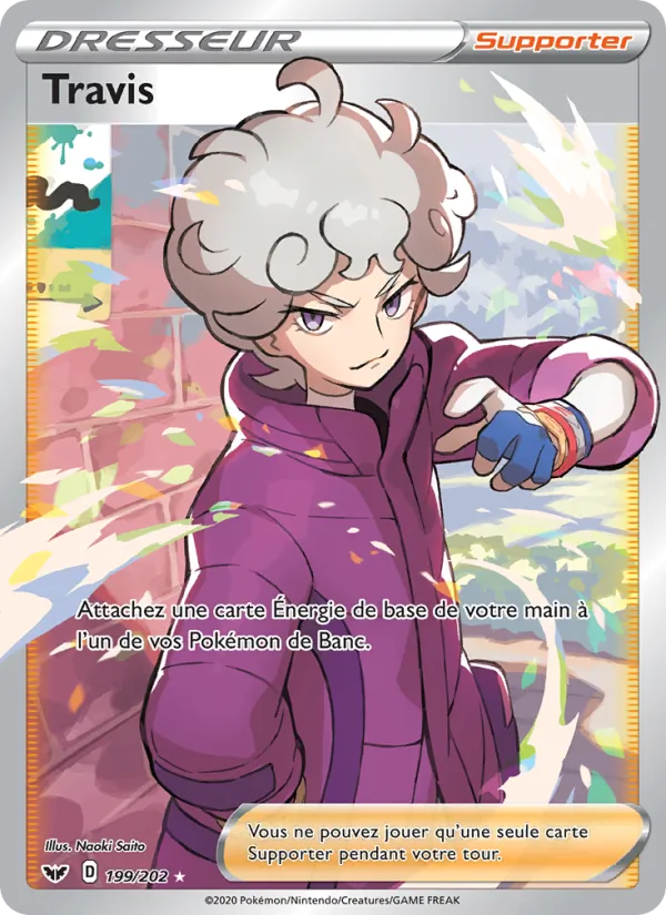 Carte Pokémon Travis 199/202 de l'extension Épée et Bouclier