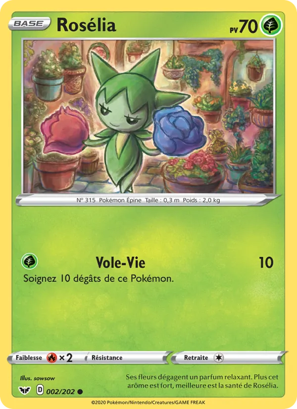 Carte Pokémon Rosélia 2/202 de l'extension Épée et Bouclier
