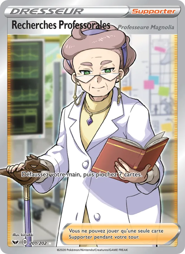 Carte Pokémon Recherches Professorales (Professeure Magnolia) 201/202 de l'extension Épée et Bouclier