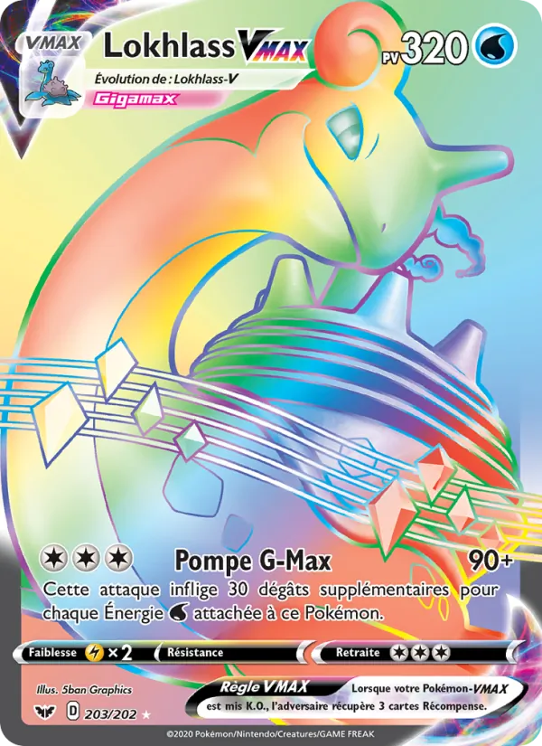 Carte Pokémon Lokhlass VMAX 203/202 de l'extension Épée et Bouclier