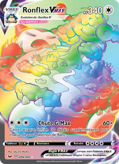 Carte Pokémon Ronflex VMAX 206 — Épée et Bouclier