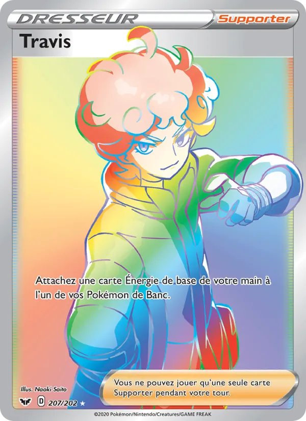 Carte Pokémon Travis 207/202 de l'extension Épée et Bouclier