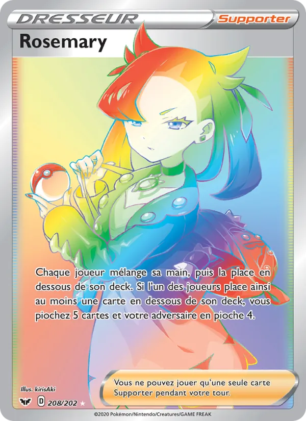 Carte Pokémon Rosemary 208/202 de l'extension Épée et Bouclier