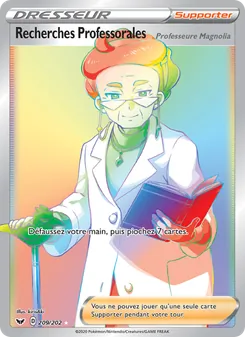 Carte Pokémon Recherches Professorales (Professeure Magnolia) 209 — Épée et Bouclier