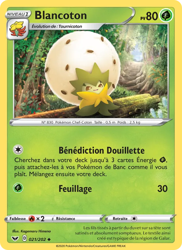 Carte Pokémon Blancoton 21/202 de l'extension Épée et Bouclier