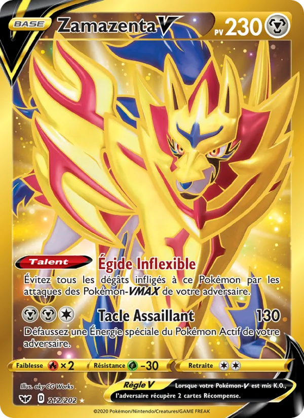 Carte Pokémon Zamazenta V 212/202 de l'extension Épée et Bouclier