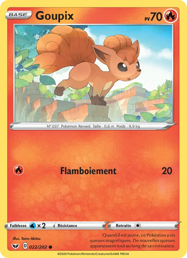 Carte Pokémon Goupix 22/202 de l'extension Épée et Bouclier