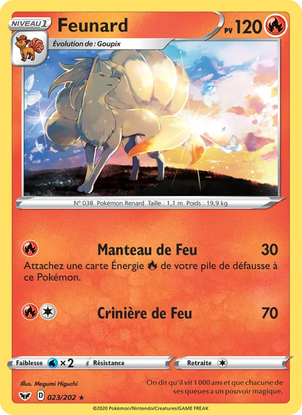 Carte Pokémon Feunard 23/202 de l'extension Épée et Bouclier