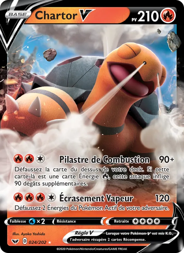 Carte Pokémon Chartor V 24/202 de l'extension Épée et Bouclier