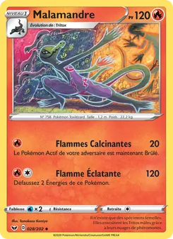 Carte Pokémon Malamandre 28 — Épée et Bouclier