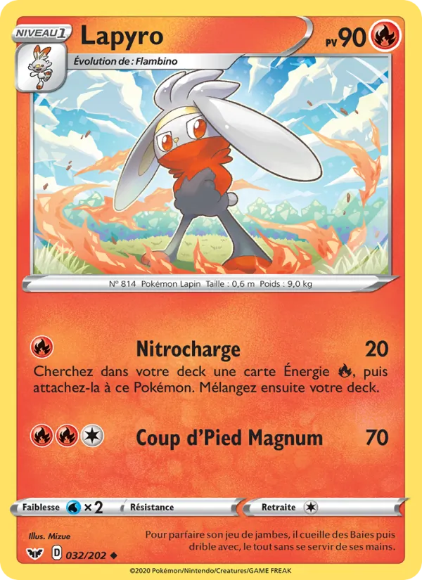Carte Pokémon Lapyro 32/202 de l'extension Épée et Bouclier