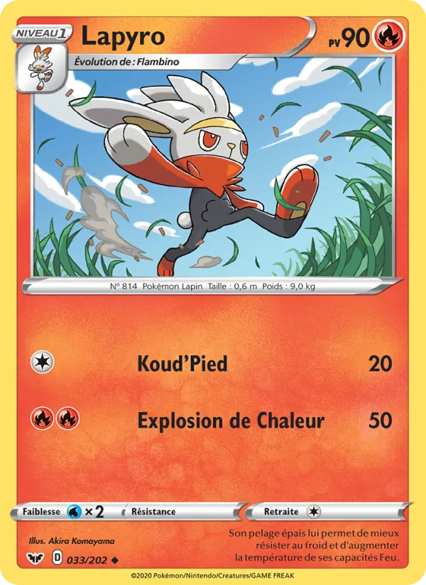 Carte Pokémon Lapyro 33/202 de l'extension Épée et Bouclier