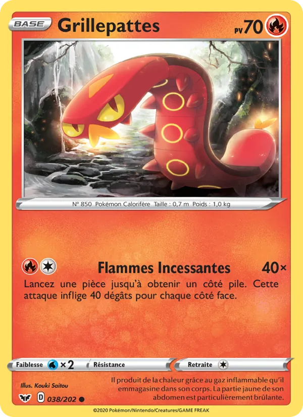 Carte Pokémon Grillepattes 38/202 de l'extension Épée et Bouclier