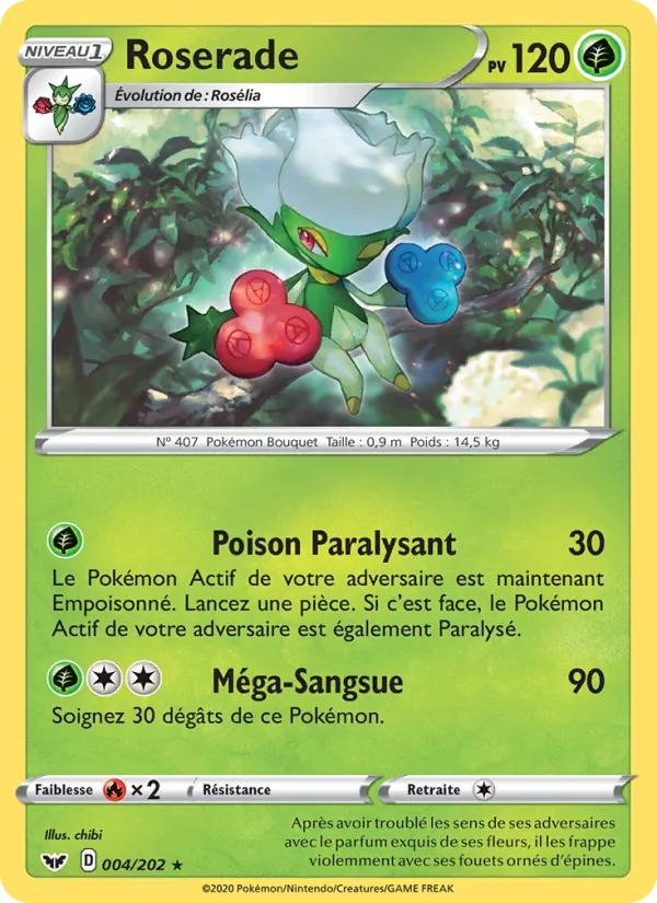 Carte Pokémon Roserade 4/202 de l'extension Épée et Bouclier