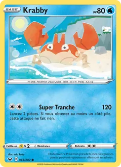 Carte Pokémon Krabby 43 — Épée et Bouclier