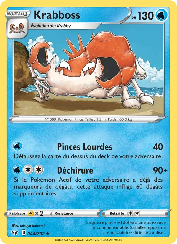 Carte Pokémon Krabboss 44/202 de l'extension Épée et Bouclier