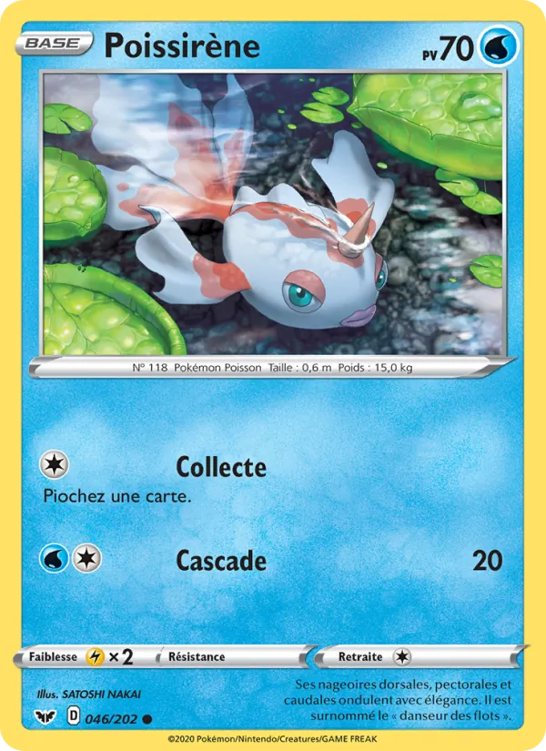 Carte Pokémon Poissirène 46/202 de l'extension Épée et Bouclier