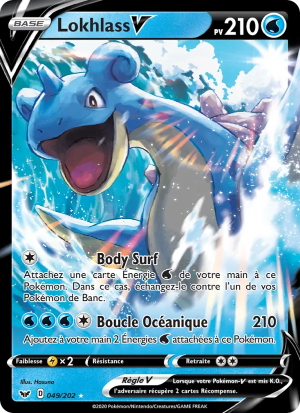 Carte Pokémon Lokhlass V 49/202 de l'extension Épée et Bouclier