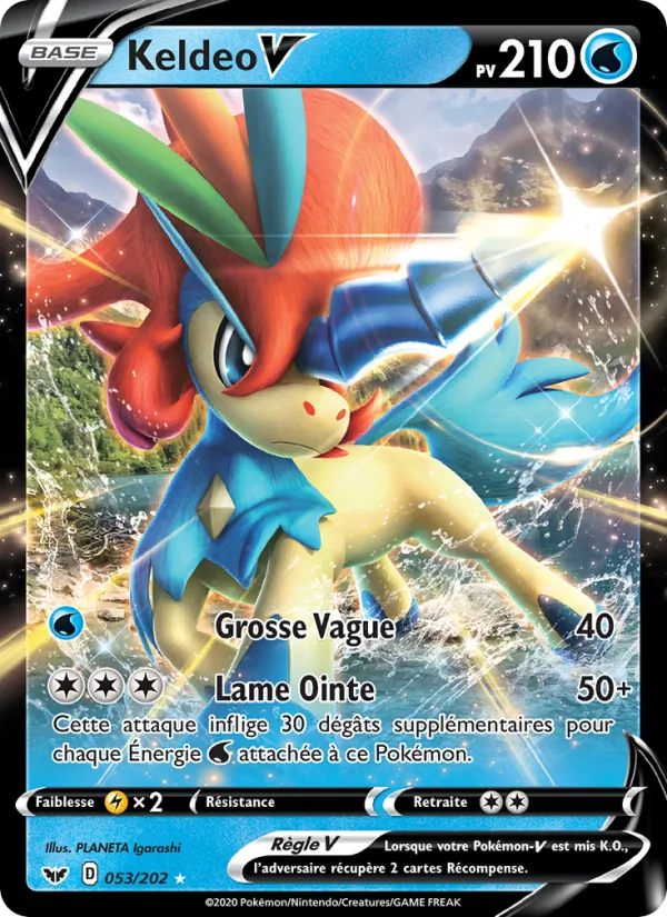 Carte Pokémon Keldeo V 53/202 de l'extension Épée et Bouclier