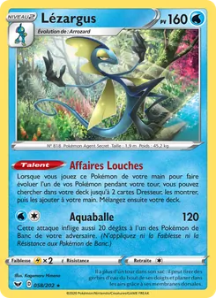 Carte Pokémon Lézargus 58 — Épée et Bouclier