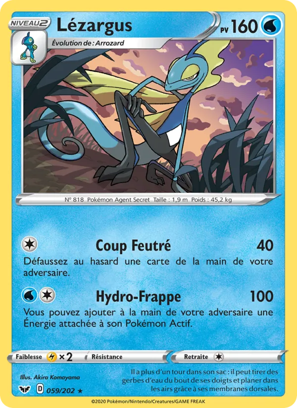 Carte Pokémon Lézargus 59/202 de l'extension Épée et Bouclier