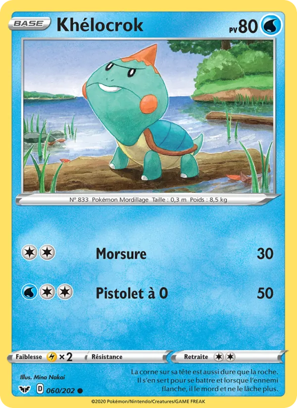 Carte Pokémon Khélocrok 60/202 de l'extension Épée et Bouclier
